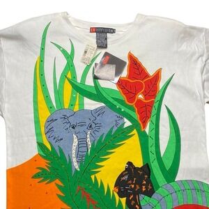 Vintage 80s 1989 women's IB Diffusion‎ elephant animal nature shirt